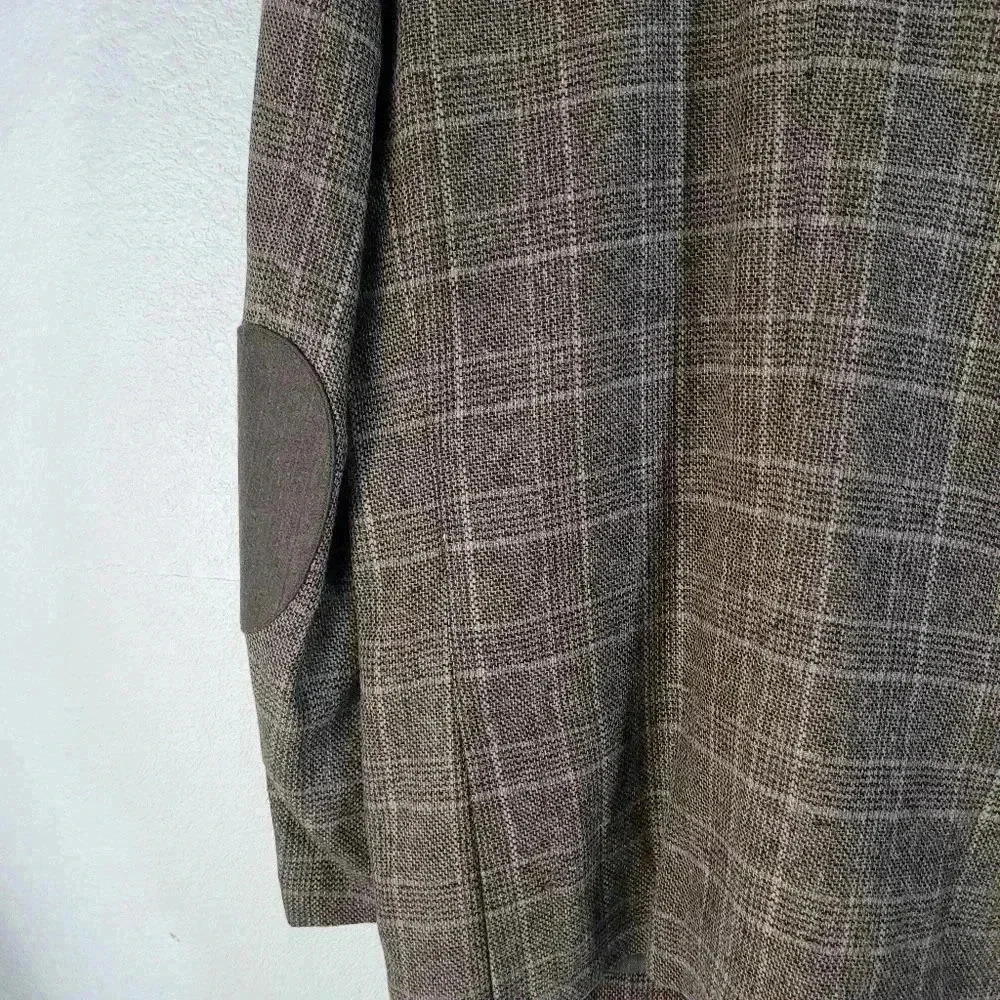NWT Joe Joseph Abboud Sz L Wool Blend Brown 2 Button Blazer Elbow Patches - Picture 6 of 9